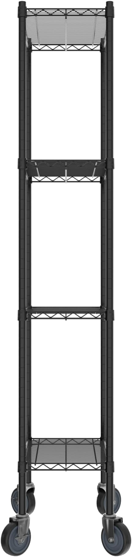 Commercial NSF Listed Black Epoxy Mobile Wire Shelving Kit 14" x 24" x 80", with 4 Shelves Perfect for Warehouse, Walk-in Refrigerator, Freezer, Grocery Store, Restaurant, Dishroom