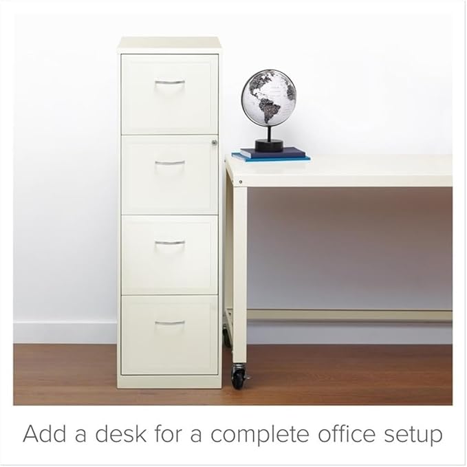 Pemberly Row 18" 4-Drawer Traditional Metal Filing Cabinet in White
