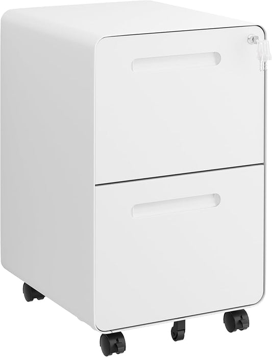 2 Drawer File Cabinet with Lock and 4 Keys, Mobile Metal Filing Cabinet, File Cabinets for Home Office, Under Desk, Pre-Assembly, File Drawer, Letter/Legal/A4 Hanging File Folders