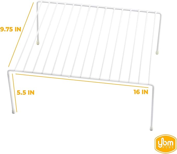 YBM HOME White Wire Cabinet Helper Shelf Organizer and Storage Rack Helper for Kitchen, Expandable Kitchen Counter and Cabinet Shelf (20, 16" L x 9.75" W x 5.5" H)