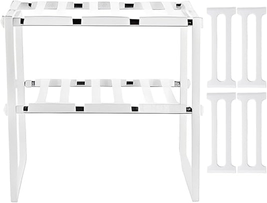 Expandable Shelf Organizer, 2-Layer Storage Rack, Under Sink Cabinet Shelf, Adjustable Pantry Cupboard Bathroom Desk Home Organizer for Accessories, Space Saver for Daily Storage and Organization