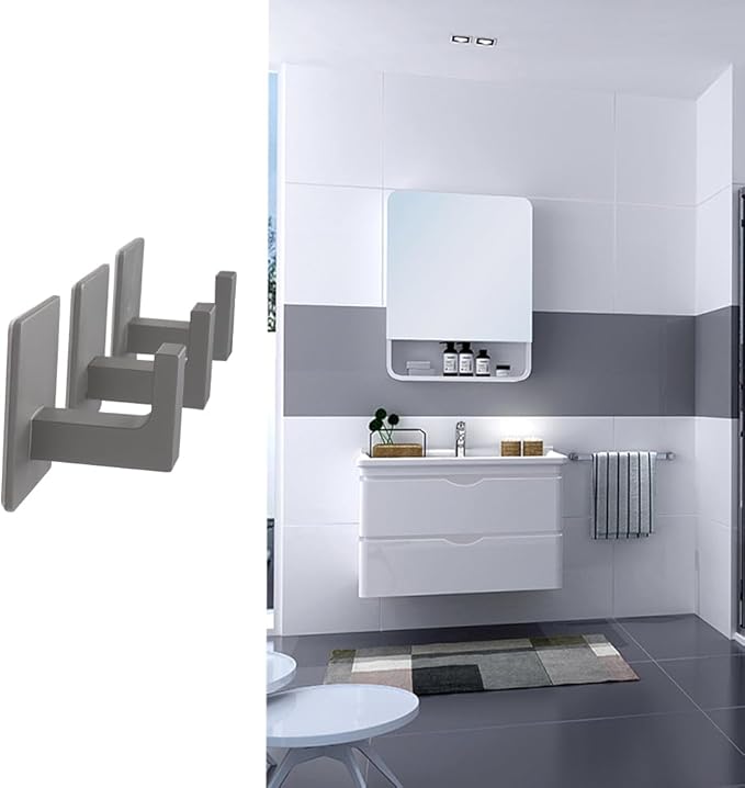 Vanloory Bath Towel Hooks, 6 Pack Self Adhesive Square Coat Hooks, Sturdy No Drilling Robe Hook, Heavy Duty Aluminum Clothes Hanger, Wall Hooks for Bathroom Bedroom Kitchen (2 in, Grey)