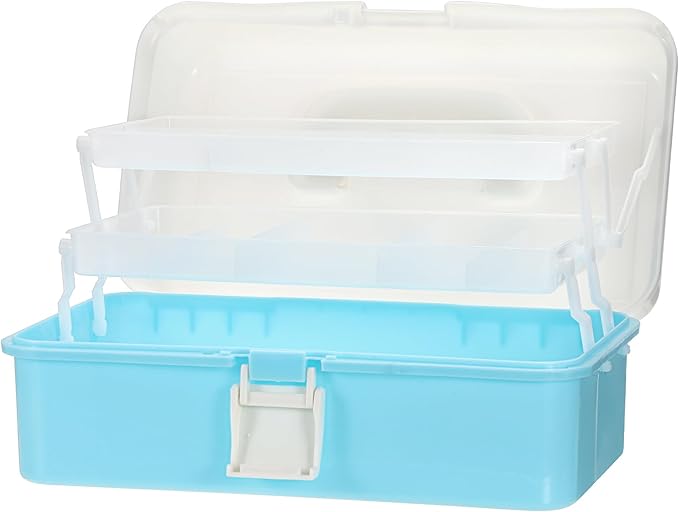 3-Tier Baking Supplies Storage Case Cake Plastic Decorating Tool Storage Box with Handle Folding Craft Organizer for Baking Accessories Snacks