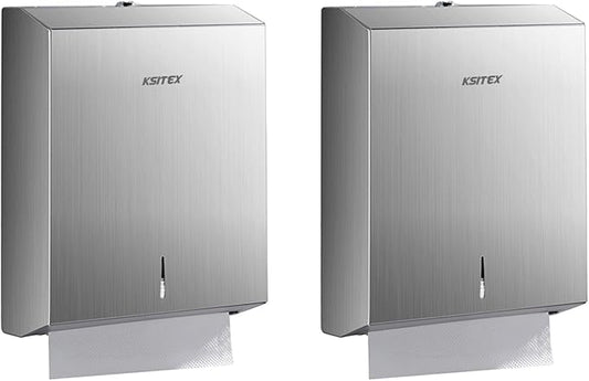 Paper Towel Holder Dispenser Wall Mount 2PCS, Stainless Steel Paper Towel Dispenser, Toilet Paper Napkin Holder, C Fold Multifold Trifold Paper Towel Dispenser, Hand Towel Dispenser for Commercial