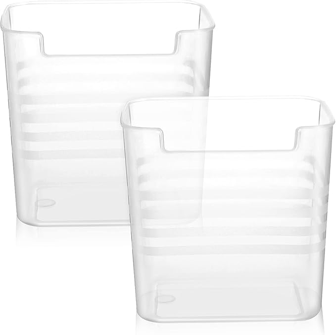 GLEAVI 1set Translucent Refrigerator Organizer Box for Fresh Keeping Vertical Storage for Kitchen and Pantry Condiment and Snack Storage Bins 2pcs