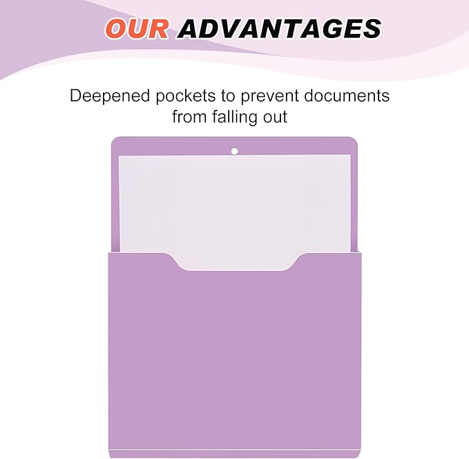 Fuutreo 6 Pcs Magnetic Wall File Organizer Magnetic Wall File Holder Refrigerator Magazine Holder for Mail Letters Paper(Violet Color,12.2 x 9.4 Inch)