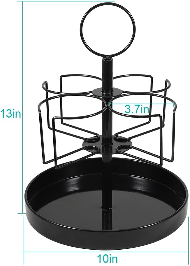 4 Mugs Stand Holder, Rotatable Metal Coffee & Beer Mug Rack with Tray Cups Drink Stand for Parties Countertop