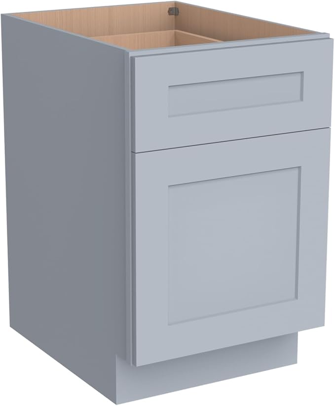 2-in-1 Pull-Out Trash Can Cabinet Solid Wood Frame Freestanding Dual Bin Storage & Organizer Drawer Soft-Close,Shaker & Newtown Style for Kitchen (SK-Grey, 18" W x 24" D x 34.5" H)