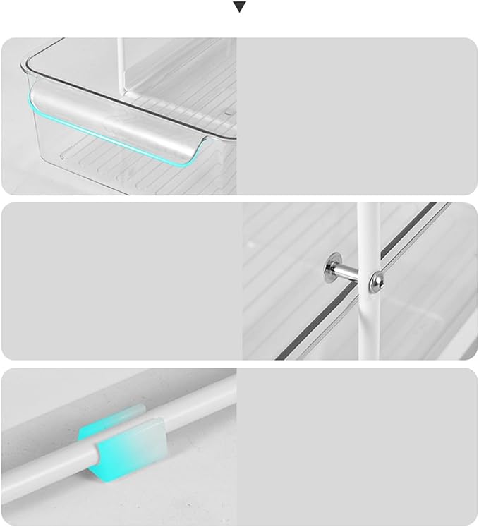 Kitchen Cabinet Organizer, Layered Rack Under Sink Organizer, Carbon Steel Multifunctional Storage Rack with Expandable Design for Condiments Utensils, Space Saving Ki