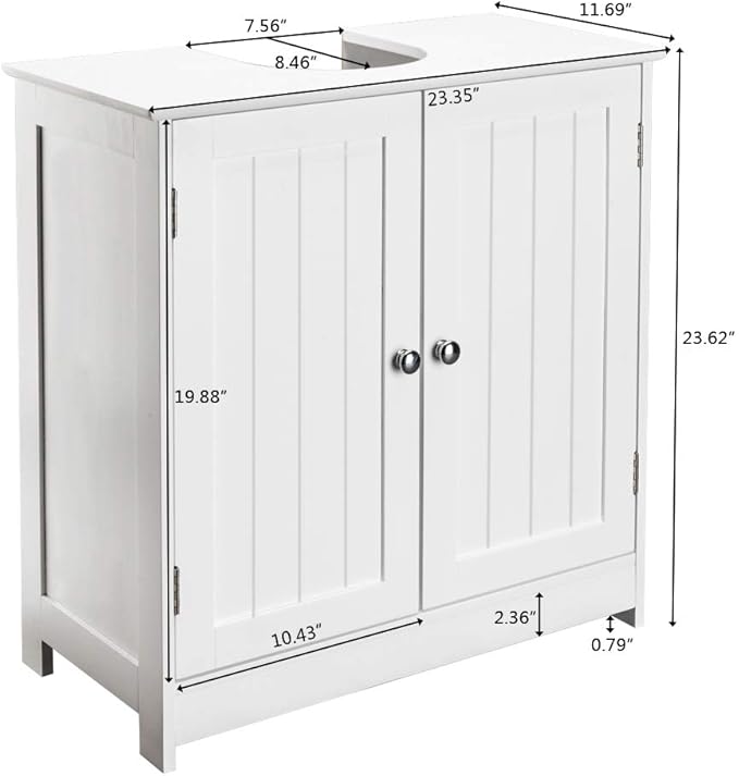 Pedestal Sink Storage Cabinet with 2 Doors, Under Sink Bathroom Cabinet with 2 Doors and Shelf, Under Sink Cabinet Bathroom Space Saver Organizer Pedestal Sink Vanity Furniture