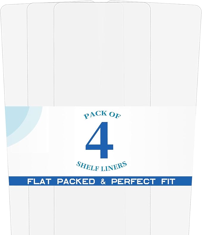 BRIAN & DANY Wire Shelf Liner 12" X 48", Heavy Duty Shelf Liners for Wire Shelving, Waterproof Protector Mats, Set of 4, Transparent