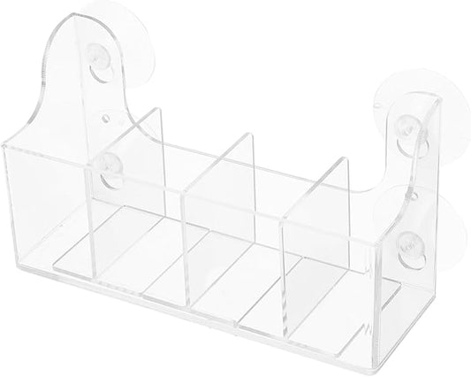 Cabilock Suction Cup Beverage Organizer Rack for Fridge Clear Acrylic Kitchen Storage with 4 Compartments Multipurpose Drink and Spice Bottle Holder 8.07X4.33X2.91 Inch