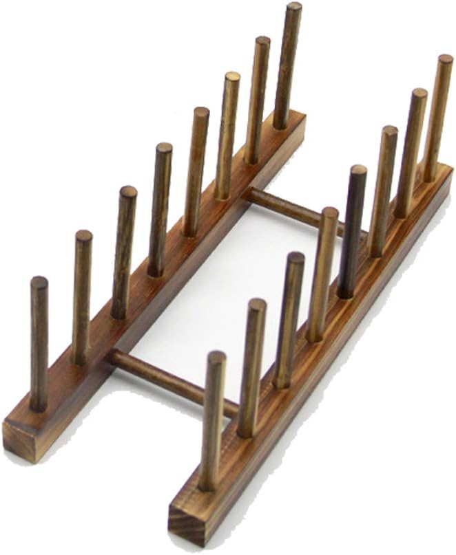 7 Slot Wooden Dish Rack Plates Holder Kitchen Storage Cabinet Organizer for Dish Keep Dry (Brown, 1Pack)