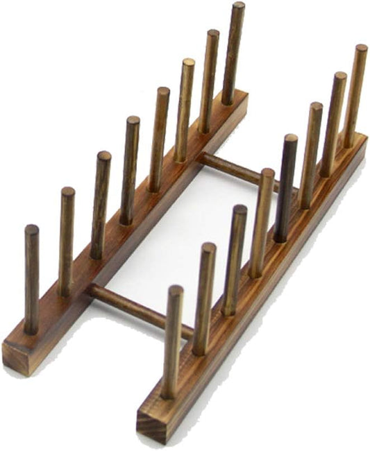 7 Slot Wooden Dish Rack Plates Holder Kitchen Storage Cabinet Organizer for Dish Keep Dry (Brown, 1Pack)