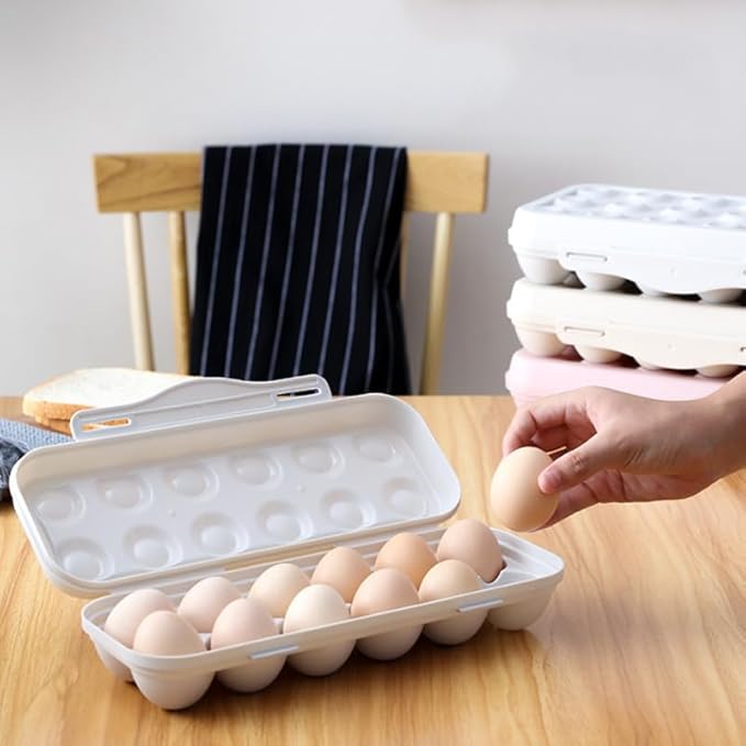 UPKOCH Stackable Plastic Egg Storage Box for Refrigerator Portable Anti-Collision Egg Holder with Lid 18-Count Shatterproof Container Space-Saving Kitchen Organizer