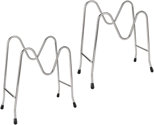 TOYANDONA Stainless Steel Pot Lid Holder Frying Pan Rack Countertop Organizer for Kitchen Storage Non-Tip Vertical Pan Rack with 2pcs Set for Pots and Cutting Boards