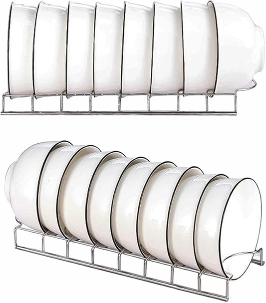 Small Bowl Drainer,Stainless Steel Bowl Drying Rack for Kitchen Counter Organizer Storage, Storage Shelf, Chrome (2 Bowl Racks)