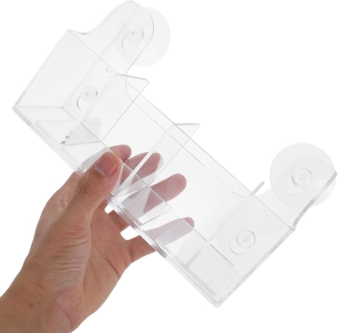 Cabilock Suction Cup Beverage Organizer Rack for Fridge Clear Acrylic Kitchen Storage with 4 Compartments Multipurpose Drink and Spice Bottle Holder 8.07X4.33X2.91 Inch