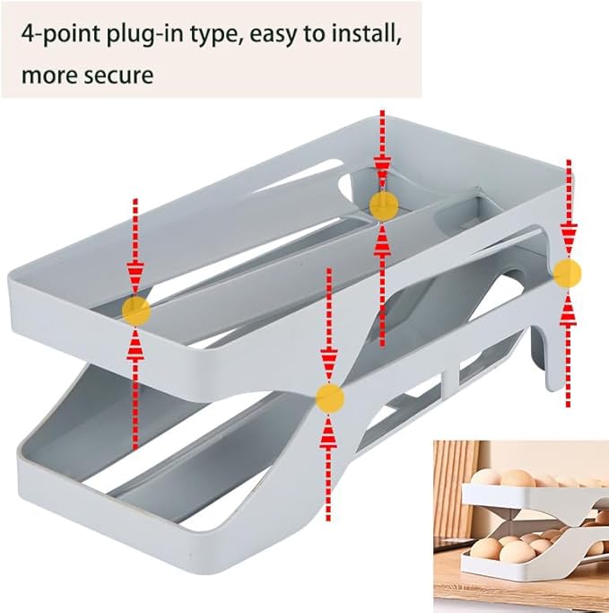 Egg Holder for Fridge,Automatic Rolling Egg Dispenser for Refrigerator Organizers and Storage,28 Egg Tray For Refrigeratorand Space Saving Storage for Gathering Fresh Egg Holder Countertop(grey)