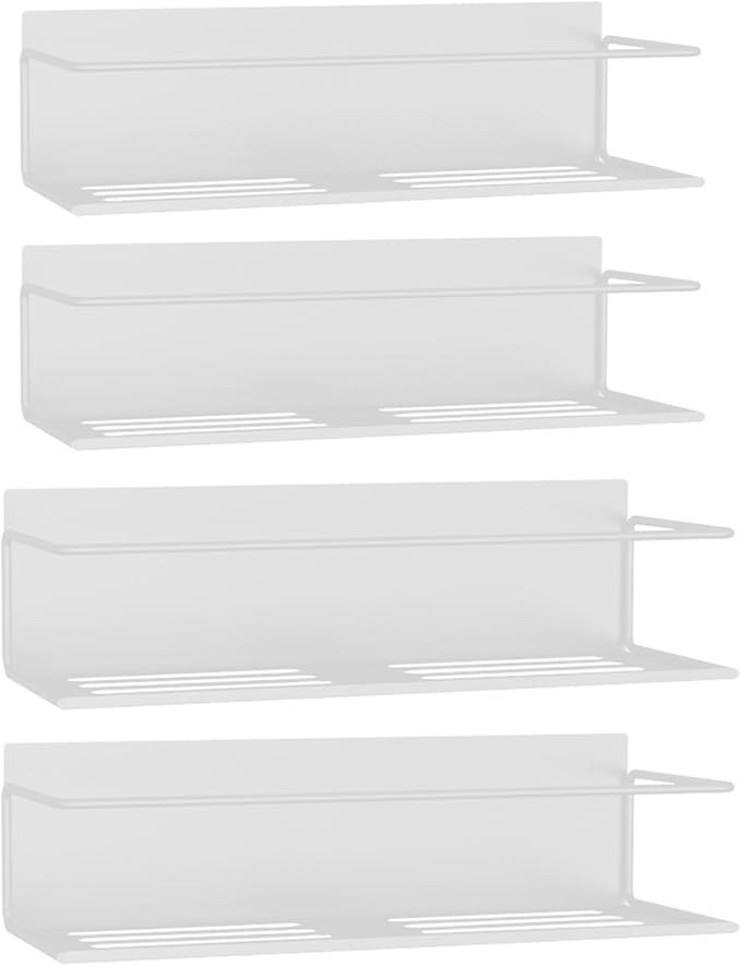 Roysili Magnetic Spice Rack For Refrigerator, Space Saving Magnetic Shelf For Fridge White 4 Pack