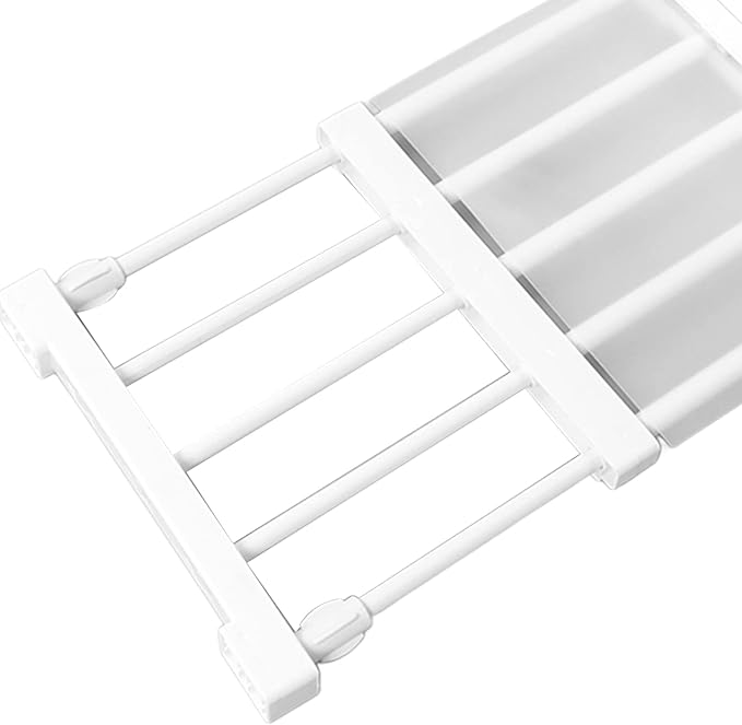 Closet Tension Shelf, Rod Expandable Storage Rack Adjustable Organizer Divider Separator Wardrobe Cupboard Hanging Shelves Pack No Slip Grip Cabinets Inside Capacity (30‑40cm /