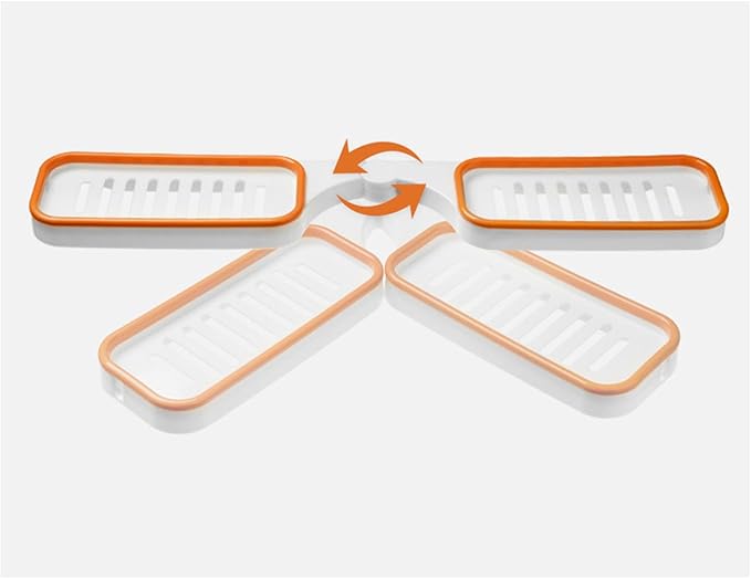 Tissting Bathroom Corner Shelf, Wall Mount Foldable Shower Caddy Organizer Basket Bathroom Sink Shelf Over Faucet Adhesive Storage Rack for Bathroom Kitchen (White Orange)