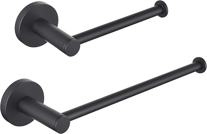 KIBI Circular 2-Piece Bathroom Hardware Set in Matte Black – Includes Wall Mounted Towel Bar & Toilet Paper Holder – Modern, Durable, Rust-Resistant Bathroom Accessories (Matte Black, C-KBA14-2-1)