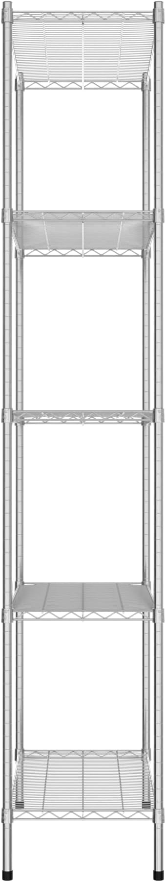 Commercial NSF Listed Chrome Stationary Wire Shelving Kit 18" x 36" x 96", with 5 Shelves Perfect for Warehouse, Walk-in Refrigerator, Freezer, Grocery Store, Restaurant, Dishroom