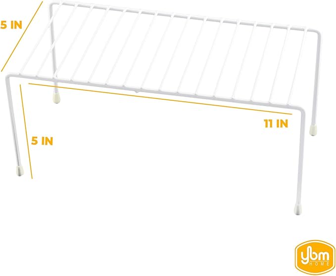 YBM HOME White Wire Cabinet Helper Shelf Organizer and Storage Rack Helper for Kitchen, Expandable Kitchen Counter and Cabinet Shelf (20, 11" L x 5" W x 5" H)