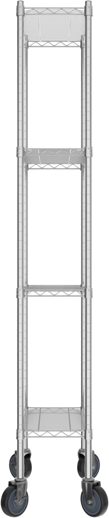 Commercial NSF Listed Chrome Mobile Wire Shelving Kit 12" x 24" x 80", with 4 Shelves Perfect for Warehouse, Walk-in Refrigerator, Freezer, Grocery Store, Restaurant, Dishroom
