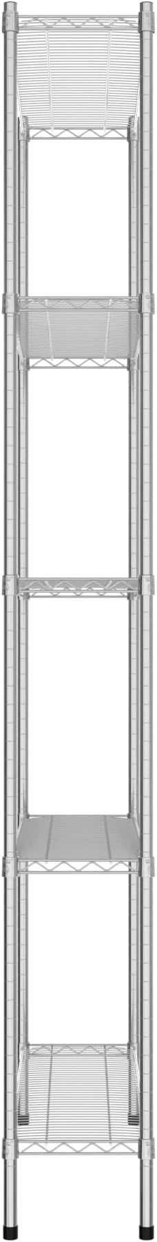 Commercial NSF Listed Chrome Stationary Wire Shelving Kit 12" x 42" x 96", with 5 Shelves Perfect for Warehouse, Walk-in Refrigerator, Freezer, Grocery Store, Restaurant, Dishroom