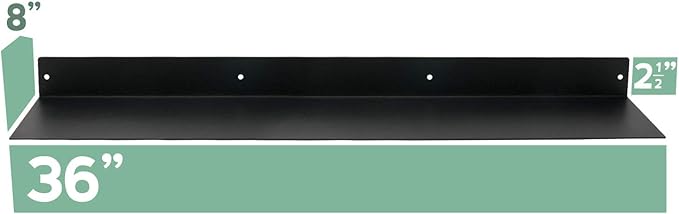 Buhbo Mitus Floating Shelf Wall Mounted (8 inch x 36 inch) Heavy Duty Industrial Modern Steel, Black
