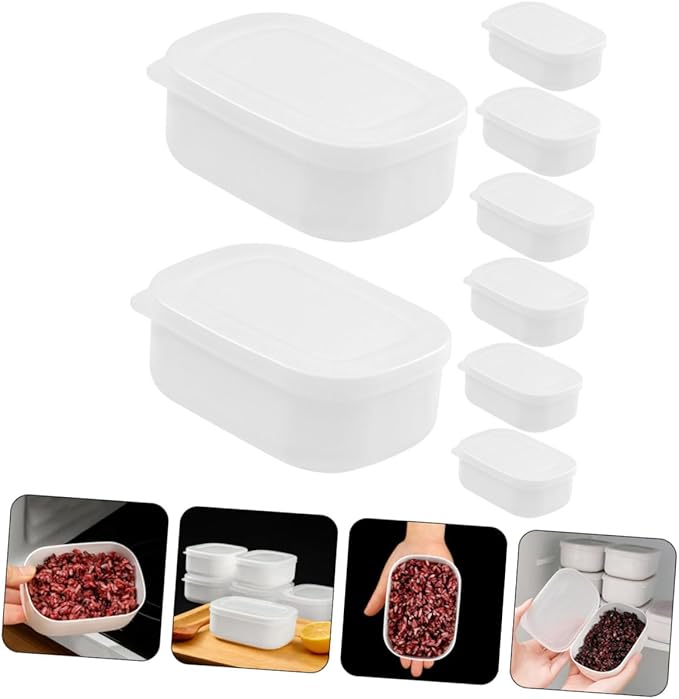 8pcs Airtight Rice Storage Containers Fridge Organizer for Coarse Cereals and Snacks Portable Food Preservation Boxes for Freezer and Kitchen Organization