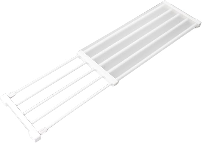 Closet Tension Shelf, Rod Expandable Storage Rack Adjustable Organizer Divider Separator Wardrobe Cupboard Hanging Shelves Pack No Slip Grip Cabinets Inside Capacity (75‑120cm /