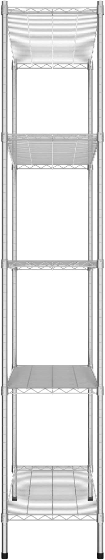 Commercial NSF Listed Chrome Stationary Wire Shelving Kit 18" x 48" x 96", with 5 Shelves Perfect for Warehouse, Walk-in Refrigerator, Freezer, Grocery Store, Restaurant, Dishroom