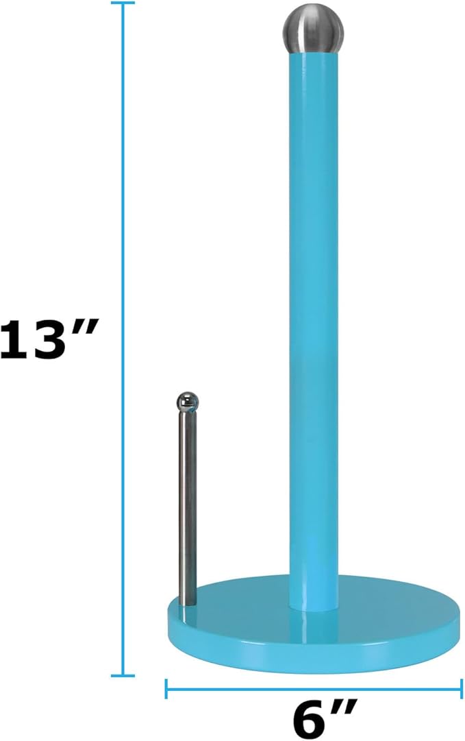 Blue Donuts Paper Towel Holder Countertop with Weighted Base - Easy One-Handed Tear Paper Towel Holder, Modern Paper Towel Holder, Turquoise Paper Towel Dispenser Countertop