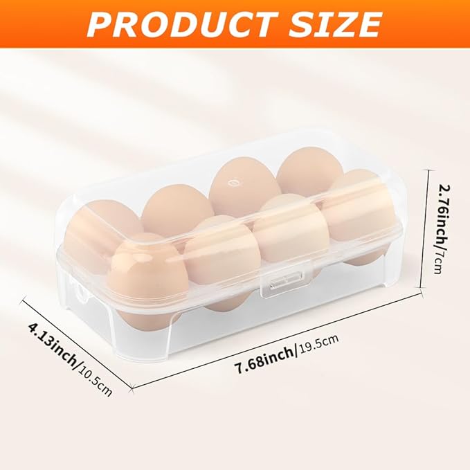JIANWEI Egg Holder Camping, Shockproof 8 Grid Egg Container Clear Portable Egg Tray with Lid Plastic Egg Carrier for Refrigerator, Egg Storage Case for Camping Picnic Travel(White)
