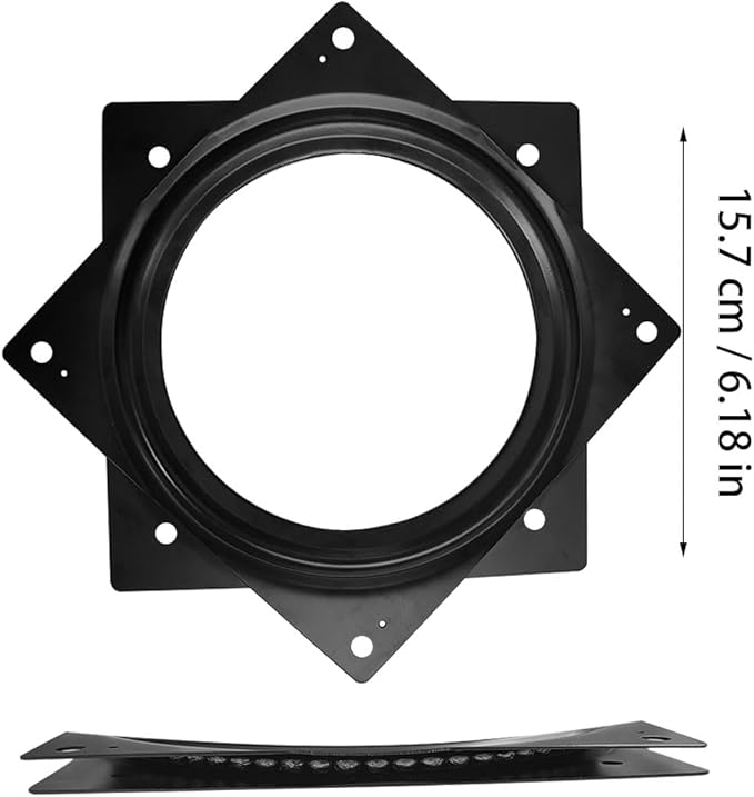 1 Pcs 6 Inch Square Lazy Susan Swivel Plate - Turntable Hardware (Black)