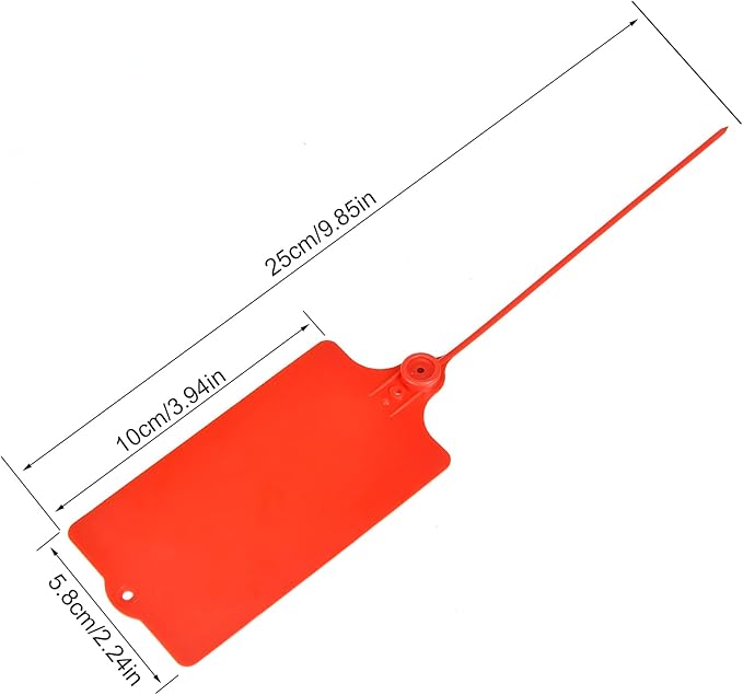 LeadSeals 100 Plastic Shipping Tags - Waterproof, Writable, Hanging Tags with One Red Marker Pen