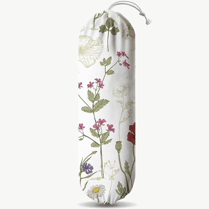 Spring Summer Garbage Bag, Wall Mount Flower Trash Bags Organizer, Kitchen Pantry Hanging Decor, Kitchen Housewarming Gifts for Women Family Friends Grandma Mom