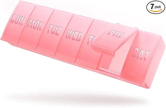 Barhon Large Weekly Pill Organizer, Big Vitamin Organizer Case for 7 Day, Travel Medicine Pill Box to Hold Various Supplements and Fish Oil, Sakura Pink