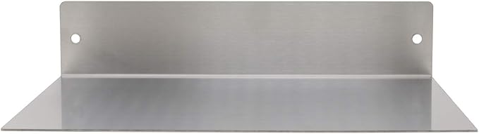 Buhbo Mitus Floating Shelf Wall Mounted (8 inch x 12 inch) Heavy Duty Industrial Modern, Brushed Stainless Steel