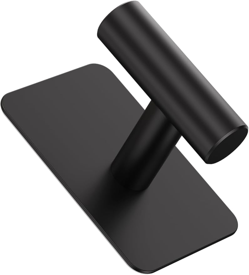 Eowihor Heavy Duty Adhesive Hooks - 26lb Max, Sticky Wall Hooks Waterproof Stainless Steel for Hanging Towel, Coat, Robe, Towel Hooks Stick on Bathroom, Kitchen, Shower, Door (Black, 4 Pack)