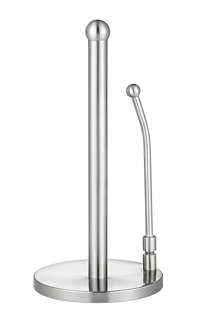 Alpine Industries Countertop Paper Towel Holder - Stainless Steel Kitchen Napkin Roll Dispenser Stand for Home, Office, Bathroom (Steel-Lite)