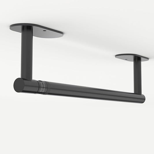 RUACQ Paper Towel Holder Under Cabinet, Wall Mounted or Adhesive Stainless Steel Paper Towel Holder,Round Base Paper Towel Rack for Kitchen, RV, Bathroom (Matte Black)