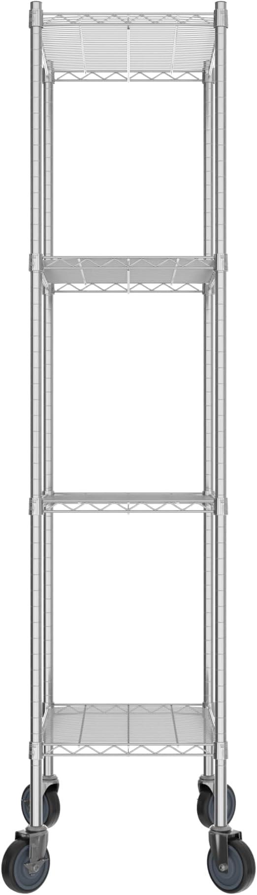Commercial NSF Listed Chrome Mobile Wire Shelving Kit 18" x 24" x 80", with 4 Shelves Perfect for Warehouse, Walk-in Refrigerator, Freezer, Grocery Store, Restaurant, Dishroom