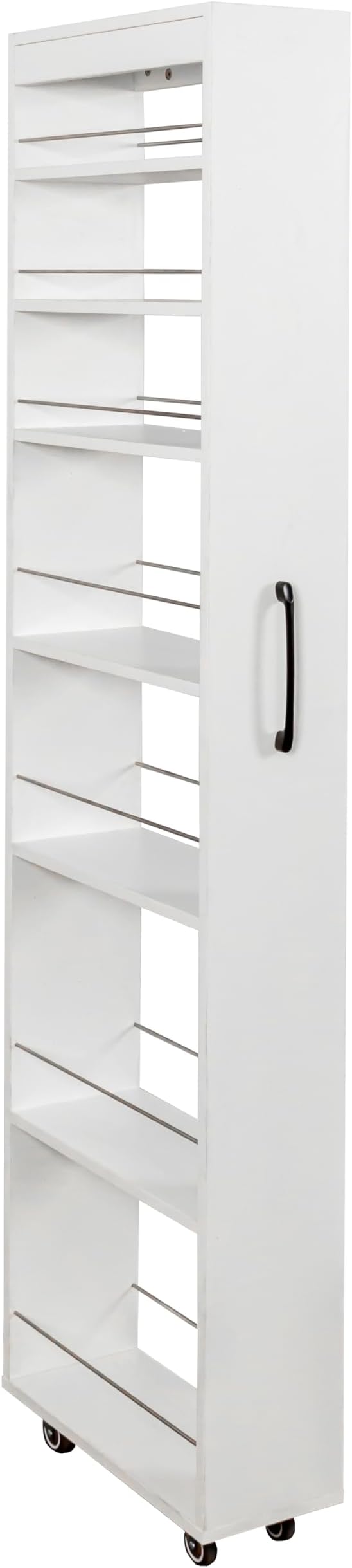 7 Tier Pull Out Cabinet Organizer, Pull Out Spice Rack, Rolling Kitchen Pantry Storage Cabinet, Open Shelf for Kitchen, Narrow Spaces, Wood Spice Rack Next to Fridge, White
