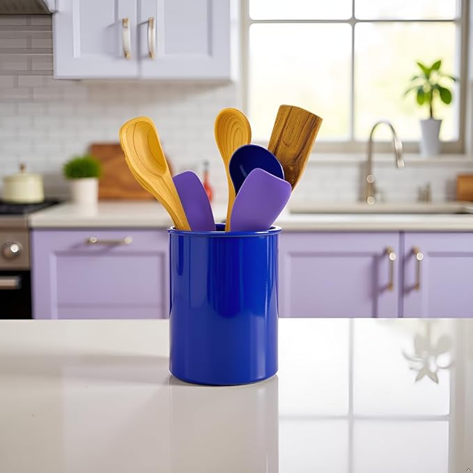 Reston Lloyd Calypso Basics Multipurpose Cookware Storage Crock, Kitchen Countertop & Office Organization, Durable & BPA-Free Plastic, by Reston Lloyd Utensil Holder, Indigo