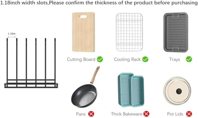 Cutting Board Holder 2pcs Kitchen Cabinet Dividers sheets Bakeware Holder with 5 Slots For Cabinet