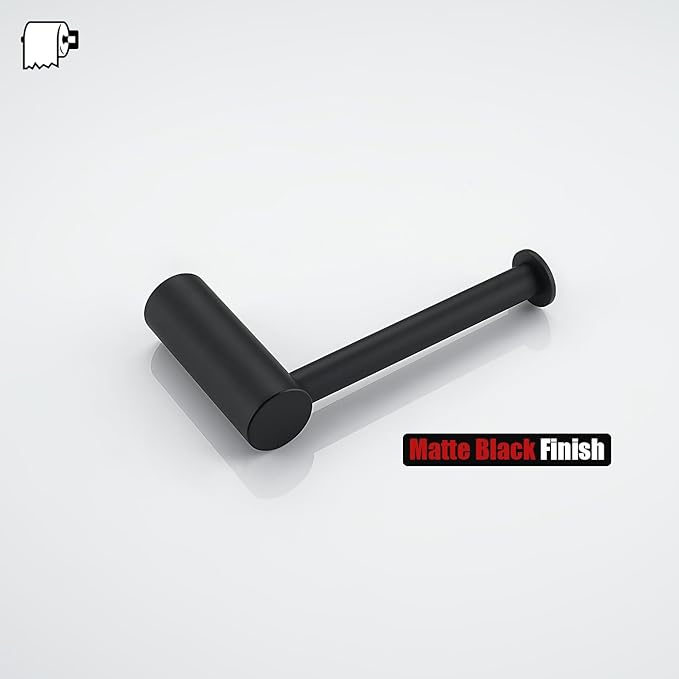 JQK Black Toilet Paper Holder, 5 Inch 304 Stainless Steel Thick 0.8mm Tissue Paper Dispenser, Matte Black Wall Mount, TPH600-PB